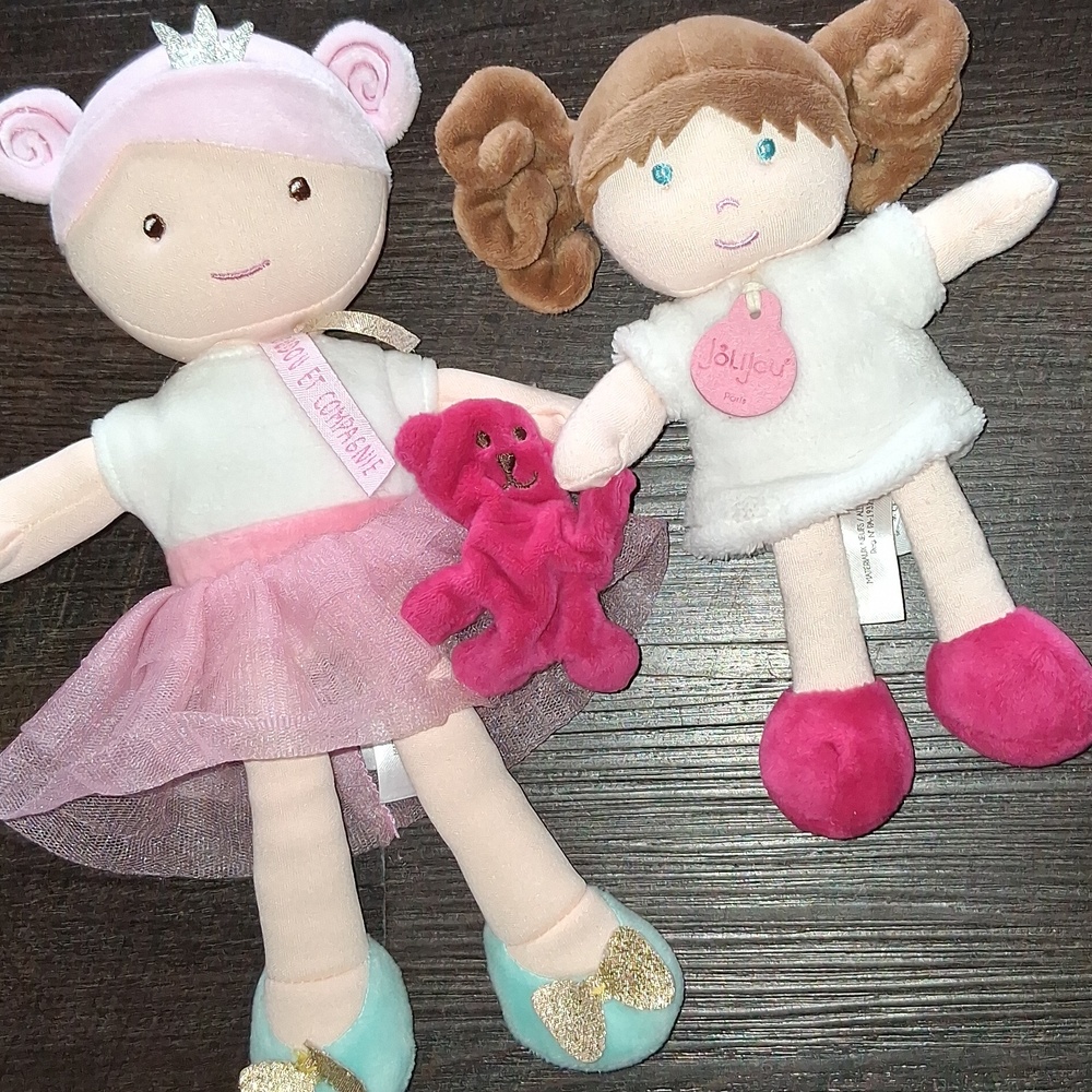 Set Of 2 Jolijou Paris "My First Doll" Plush Toy